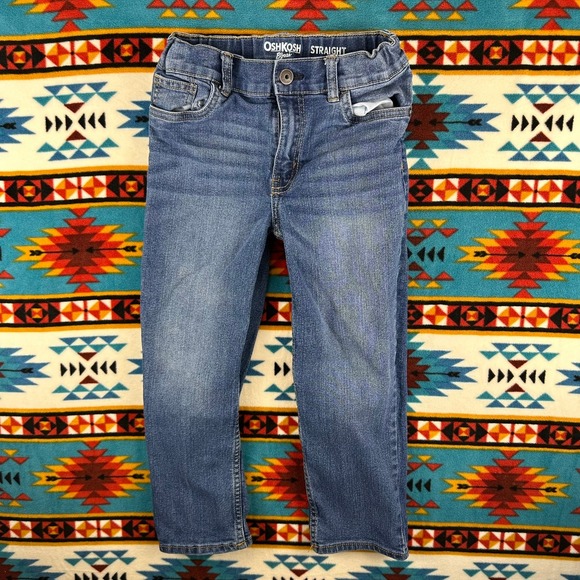 OshKosh‎ Straight Leg Jeans Adjustable Waist Denim Blue Kids Size 6R - Picture 1 of 7